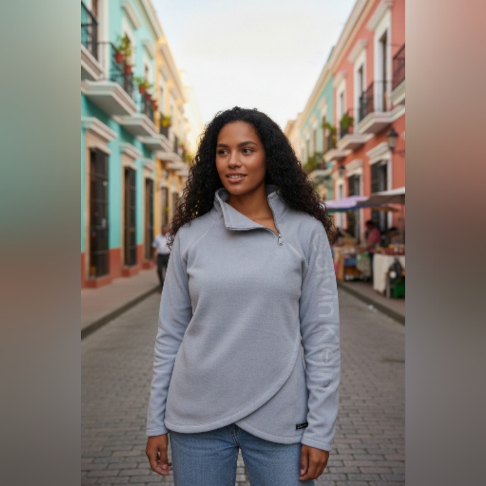Calvin Klein Light Gray Quarter-Zip Top